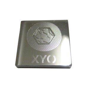 Silver Toned Square Pendant Etched XYO Coin Cryptocurrency Blockchain Magnet